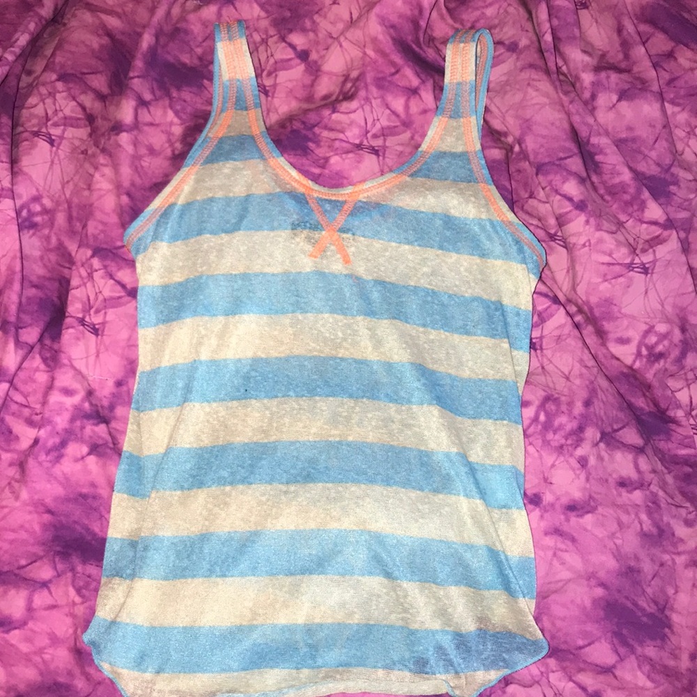 xs striped blue and gray tank top